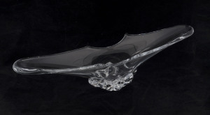 A French glass fruit bowl, mid 20th century, 17cm high, 61cm wide
