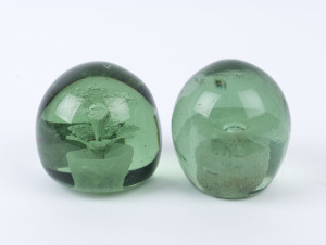 Two antique English glass dumps, 19th century, 10cm and 9.5cm high