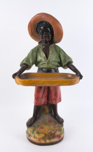 "Fruit Boy" calling card holder, painted chalk ware, early to mid 20th century, 76cm high