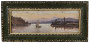 J (?) McGREGOR, (Lake and mountain landscape), oil on board, late 19th century, signed lower left, 15.5 x 46.5cm.