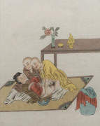Set of three antique Chinese erotic watercolours, 19th century, ​24 x 19cm each - 4