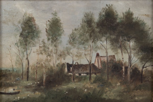 JEAN BAPTISTE CAMILLE COROT (After), The Fisherman's Hut, oil on canvas,