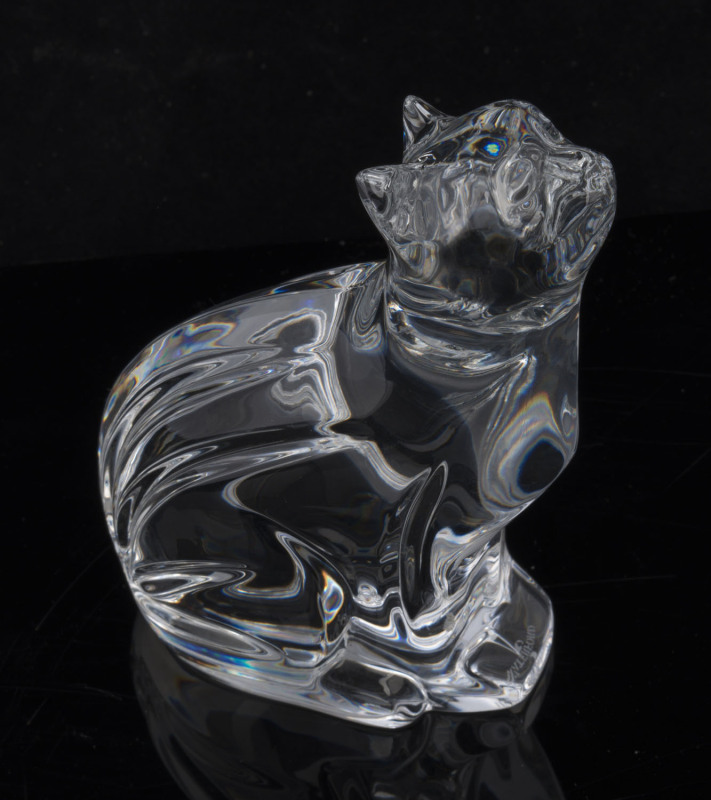 WATERFORD CRYSTAL cat ornament, 20th century, ​13cm high