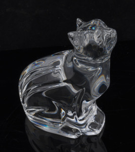 WATERFORD CRYSTAL cat ornament, 20th century, ​13cm high