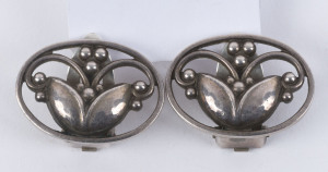 GEORG JENSEN pair of Danish sterling silver clip-on earrings, stamped "Georg Jensen, Sterling, Denmark, 51" 2.2cm wide