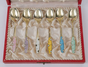 A boxed set of six Danish silver and enamel teaspoons, mid 20th century, stamped "FRIGAST, STERLING, DENMARK", ​ - 2