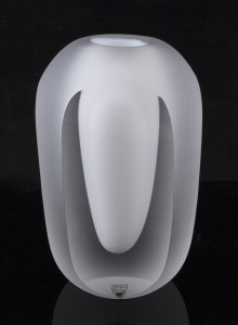 ORREFORS "White Velvet Crystal" Swedish art glass vase by Lena Bergström, engraved "Orrefors, L.B. 5151.22", 20cm high