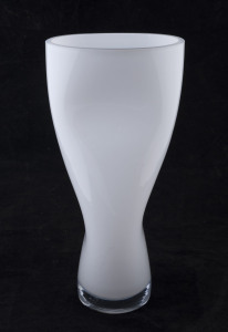 ORREFORS Swedish white glass vase, acid etched mark "Orrefors", 34cm high