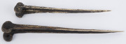 Two bone daggers with carved decoration, Papua New Guinea, ​40cm and 33cm long - 2