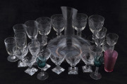 Assorted antique and vintage glass ware and a carafe, 19th and 20th century, ​the carafe 26cm high