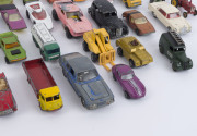 DIE CAST CARS: large quantity of mostly cars with TEKNO (Denmark) Volvo PV544-822, CORGI Mercedes-Benz 220 SE Coupe, DINKY Telephone Service Van model #261, other by MATCBOX/LESNEY, TONKA, MATTEL, etc; also few trucks & tanks and a few parts; mixed condit - 4