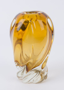 An amber Murano glass vase, circa 1960s 21cm high
