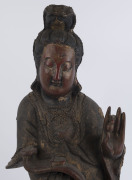 A Chinese Guanyin statue, carved wood with polychrome lacquer finish, 20th century, 85cm high - 2