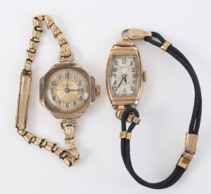 ROLEX. Two lady's vintage wristwatches in gold cases, circa 1930,