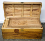 An antique blanket box trunk, camphorwood with bound edges, 19th century, 44cm high, 94cm wide, 45cm deep - 2