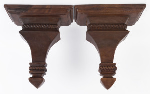 A pair of carved timber corbel wall brackets, 20th century, ​29cm high, 26cm wide, 13cm deep