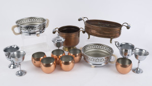 Assorted copper and silver plated ware, 20th century, (15 items)