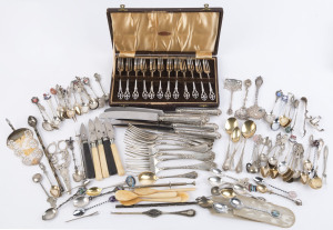 Assortment of cutlery including 800 German silver and Thai silver, 20th century, (950+ grams)