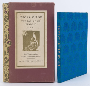 OSCAR WILDE: "The Ballad of Reading Gaol" with Wood-engravings by Hans Alexander Mueller [1940]; in original slipcase; and "Salome" with engravings by Frank Martin [1957]. (2).