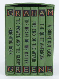 GREENE, Graham (1904 - 91), The Great Novels: BRIGHTON ROCK, THE POWER AND THE GLORY, THE HEART OF THE MATTER, THE END OF THE AFFAIR, THE QUIET AMERICAN, and A BURNT-OUT CASE, a six-volume cased set, illustrated by Geoff Grandfield. [The Folio Society, Lo