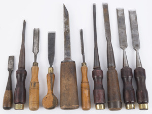 Group of 10 assorted vintage and antique chisels, 19th and 20th century, ​the largest 37cm long