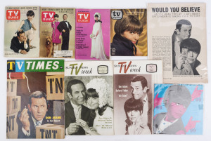 GET SMART: Three editions of TV Guide (USA) 1965 to 1968 featuring Don Adams & Barbara Feldon on the covers; the Dec.1965 edition of TV Magazine (USA) with Feldon on the cover; a 1966 and a 1968 edition of Sunday News TV Week (USA) with Adams & Feldon on 