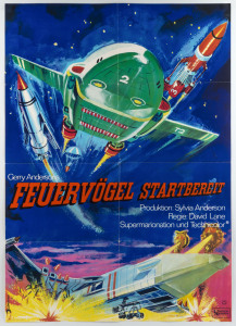 FEUERVÖGEL STARTBEREIT (THUNDERBIRDS ARE GO), 1966 vintage poster created for the German release of the first theatrical movie based on the Gerry ANDERSON cult TV series; art by Kurt Degen,Stuttgart. 85 x 59 cm.