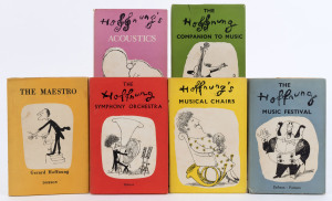 GERARD HOFFNUNG: six music-themed cartoon books by Hoffman comprising "Companion to Music" (1st edn), "Musical Chairs", "The Maestro", "The Symphony Orchestra", "Acoustics" and "Musical Festival", all with d/js and Hall's Book Store (Melbourne) retailer's