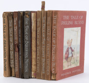 BEATRIX POTTER: hardbound editions comprising "The Tale of Squirrel Nutkin" (undated), "Tale of Peter Rabbit" (undated), "The Tailor of Gloucester" (1903), "The Tale of Two Bad Mice" (1904), "The Tale of Benjamin Bunny" (1904), "The Tale of Mr Jeremy Fish - 2