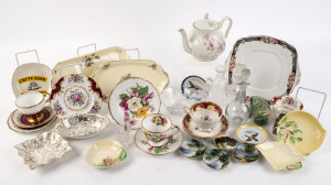 Assorted tea ware, porcelain dishes, crystal and glass ware, 20th century, (qty)