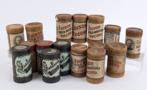 CYLINDER PHONOGRAPH ROLLS. Box of assorted rolls and cases, mixed condition, (qty).