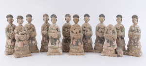 A set of 12 antique Chinese zodiac figures, Ming Dynasty, 16th/17th century, 24cm high