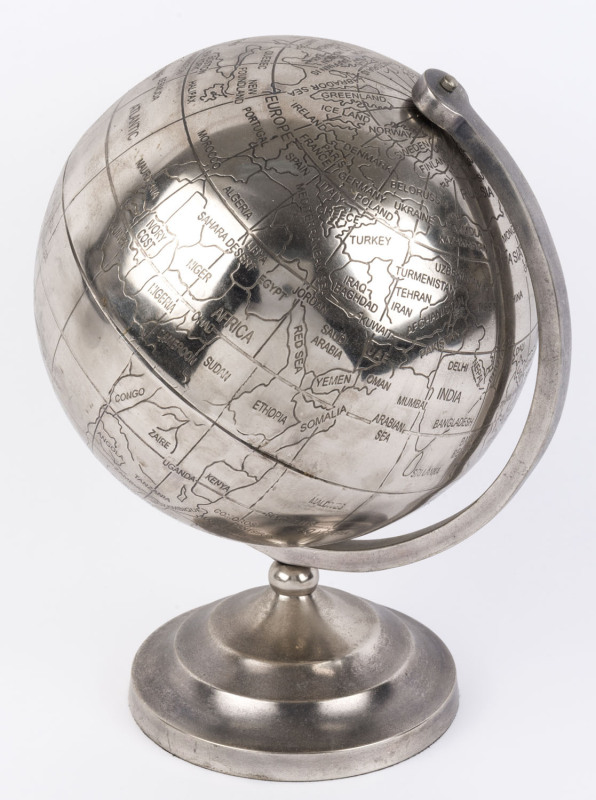 VILLA MAISON metal globe of the world, 38cm high