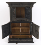 An antique Italian miniature cabinet in the Renaissance style, timber and metal, early to mid 19th century, 62cm high, 34cm wide, 14cm deep - 2