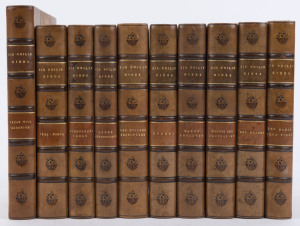 GIBBS, Sir Philip (1877 - 1962), A collection of ten novels translated into Swedish and each superbly rebound in 3/4 leather with marbled boards and end papers. Front pastedowns with ex-libris labels of Margit-Gotthard Lundquist. English titles include "T