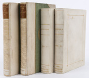 VELLUM BINDINGS: "Romola" by George Eliot [Leipzig, 1863] with tipped-in albumen photographs in 2 vols.; also, "The Life of Samuel Johnson LLD", by James Boswell [London, 1909] in 2 vols. (4).