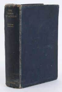 GREENE, Graham, (1904 - 1991), The Name of Action [London : William Heinemann, 1930], original blue cloth boards with gilt lettering to spine; ex-library copy, with defects. With original 1967 letter from Josephine Reid, Greene's secretary, in which she w