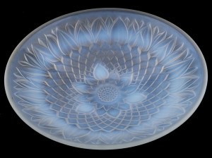 A French Art Deco opalescent floral glass bowl, circa 1930, 30cm diameter