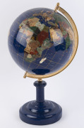 A Chinese globe of the world with inlaid semi-precious stones, late 20th century, 55cm high