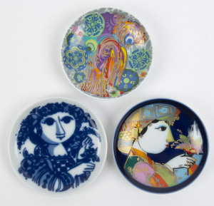 Three ROSENTHAL "Studio-Linie" German porcelain dishes, two designed by Bjørn Wiinblad, factory marks to bases, the largest 10cm diameter
