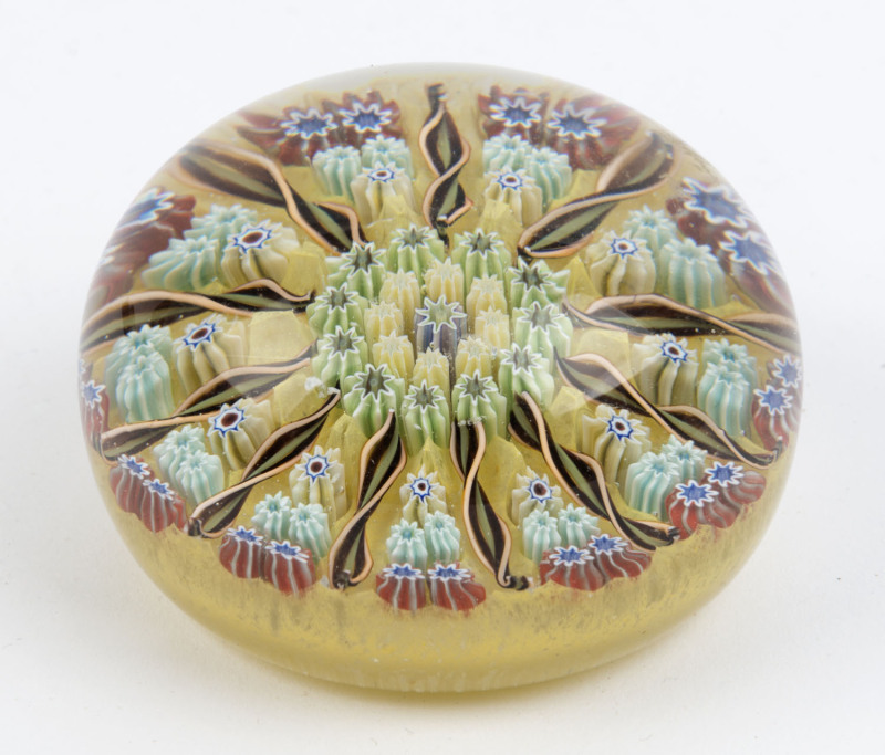 MILLEFIORI vintage glass paperweight, 20th century, ​4cm high, 6.5cm diameter