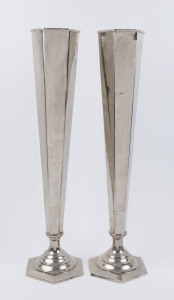 A pair of impressive silver plated table stands, early to mid 20th century, 73cm high