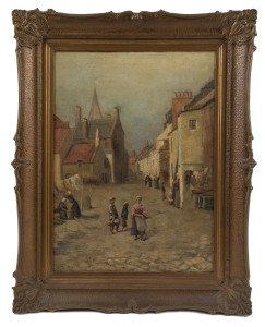 EUROPEAN SCHOOL, (Street scene), oil on canvas, mid-19th century, signed (indistinctly) lower right, 45 x 33cm.
