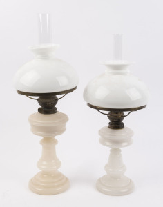 Two antique Bismarck oil lamps, late 19th early 20th century, 52cm and 57cm high