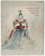 Shakespeare Memorial Theatre 1956 souvenir program with several tipped-in autograph cuttings and individual performance notes for The Merchant of Venice, Othello and Hamlet, all directed by Anthony Quayle.