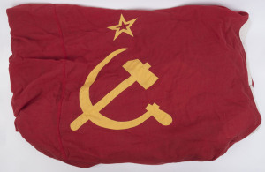 SOVIET RUSSIAN vintage flag with hammer and sickle, mid 20th century, ​an impressive 250 x 350cm