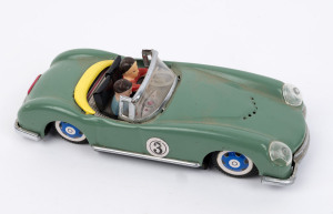 AUSTIN WOODILL: tinplate friction racing car, pale green livery, length 22cm; made in China, c.1950s.