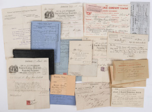 Archive of mostly 1890s to early-1900s documents (housed in wallet) relating to the Cobbett family of Lambeth, South London including Birth, Marriage & Death Certificates, Burial Board & Funeral Director invoices, and insurance company receipts; also two 