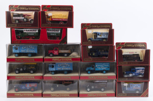 MATCHBOX DIE CASTS - MODELS OF YESTERYEAR: Liveried vehicle selection including "1922 Foden 'C' Type Steam Wagon and Trailer" (Frasers' House Furnishers, Model Y-27); "1912 Model 'T' Ford" (Rosella Condiments, Y-12), "1922 Foden Steam Lorry" (Guinness, Y