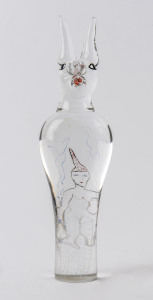 KOSTA BODA "Unik" Anubis Swedish art glass statue by ULRICA HYDMAN-VALLIEN, engraved "Ulrica, Kosta Boda, Unik", 36cm high